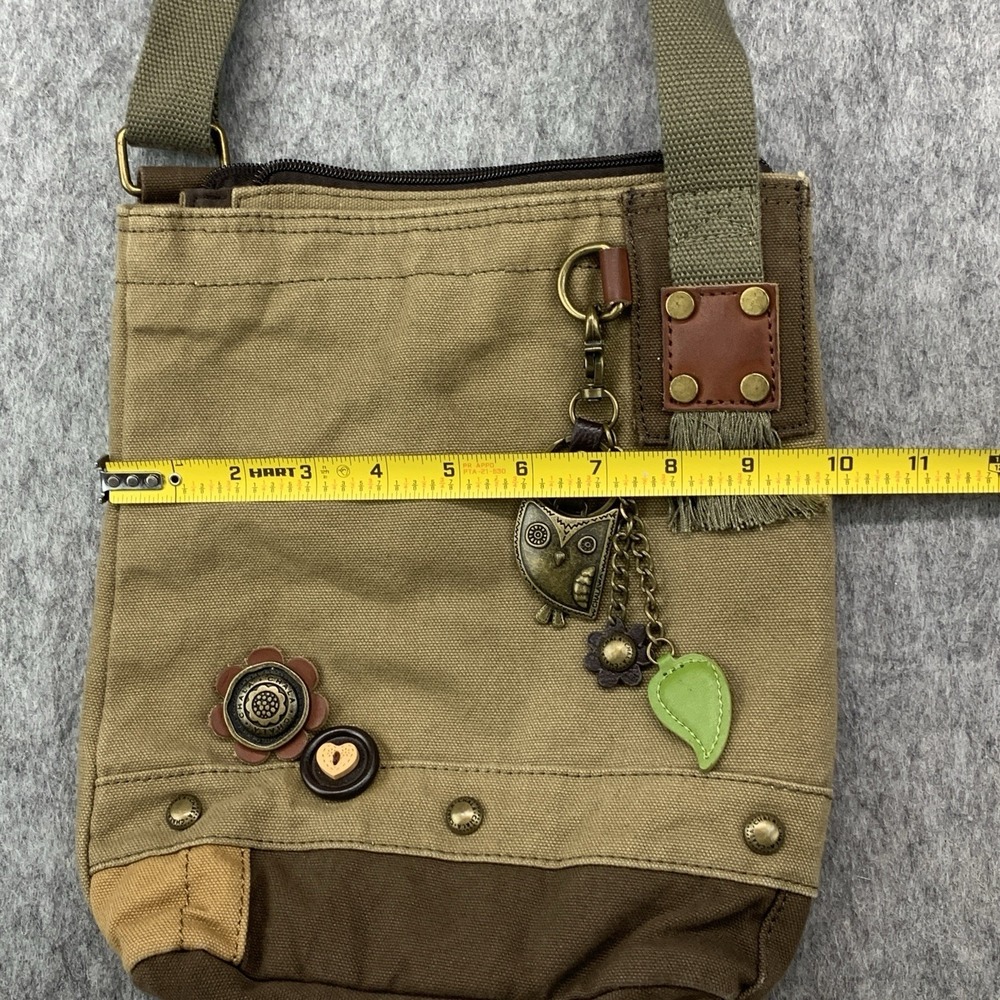 CHALA Patch Crossbody Shoulder Messenger Bag Purse Olive Khaki Owl Keychain - Picture 7 of 10